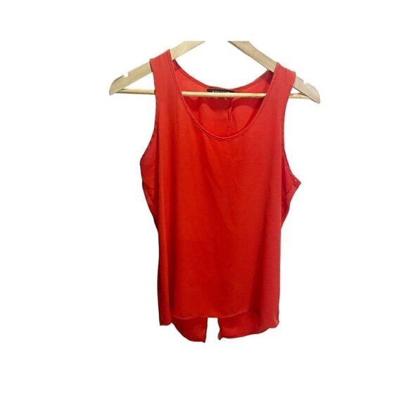 Express Red Sleeveless Lightweight Tank Blouse S Open Back Semi Sheer Casual - Picture 2 of 6